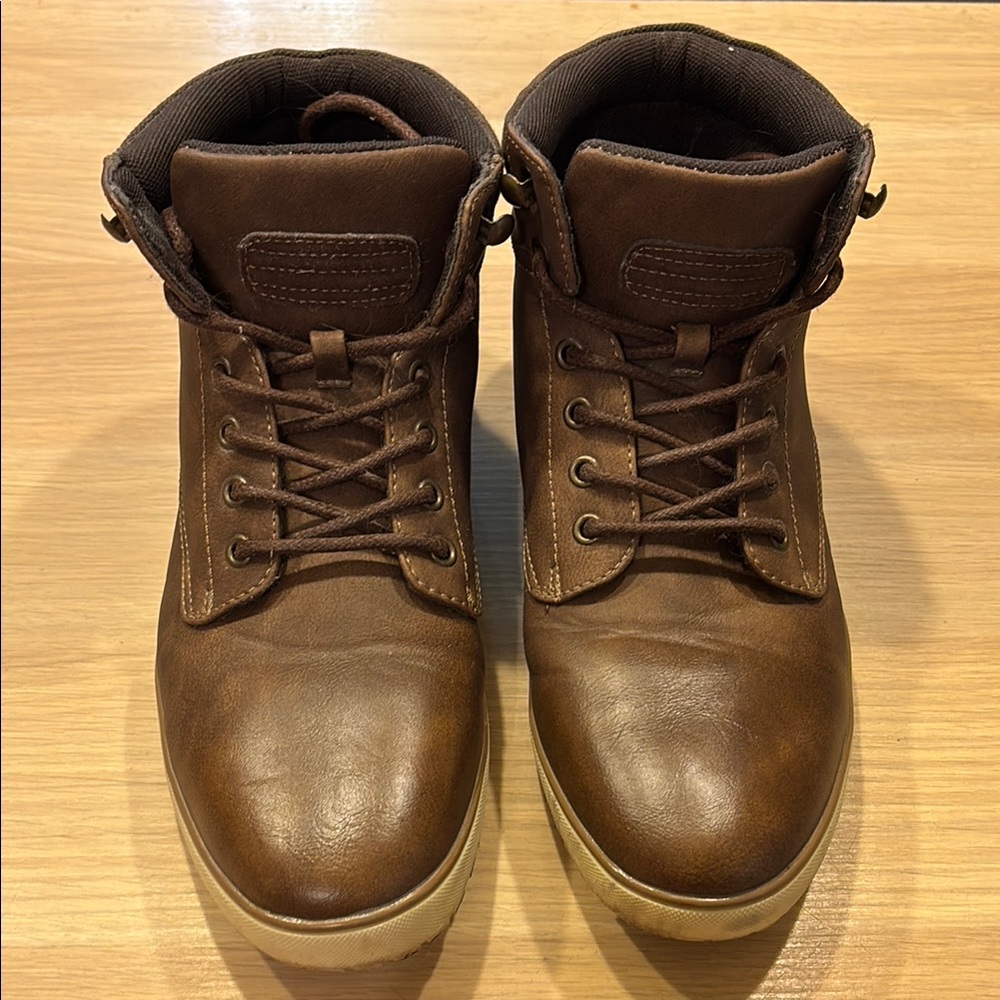 Brown Lace-Up Boots